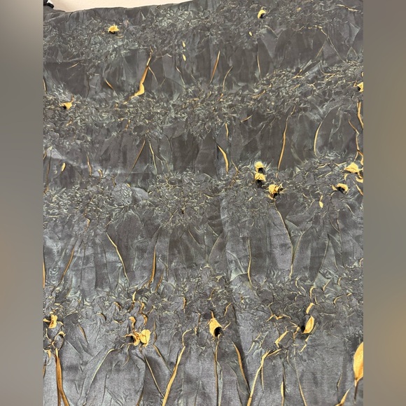 Black Gold Crinkle Top OSFM Boho Glam Metallic Festival Grunge Whimsigoth Fairy - Picture 5 of 8